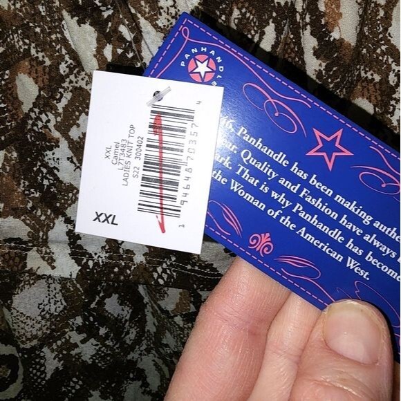 Panhandle NWT Brown & Cream Snakeskin Print On/Off Shoulder Blouse Plus Size XXL - Picture 10 of 10